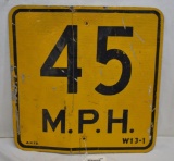 45 M.P.H. speed limit single sided metal sign