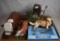 Box lot assortment of animals - Lefton collie; Bull bank; Jo Westbrook creation, etc.