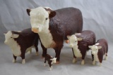 (5) Assorted sizes of plastic brown bulls