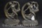 Art Nouveau Cast Iron bookends, nude dancers w/scarf