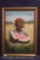 Black Americana girl eating watermelon painting, signed Ellen Davis/1938