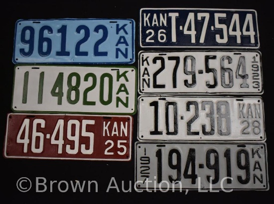 (7) Kansas license tags - 1920's and earlier