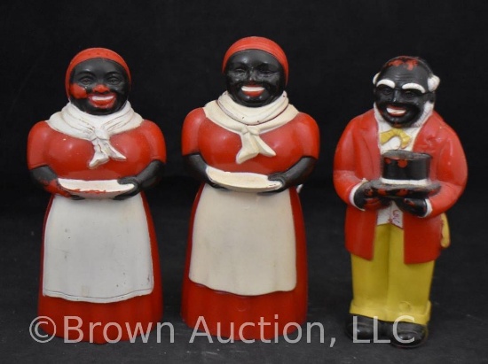 Aunt Jemima and Uncle Mose salt and pepper set + Aunt Jemima syrup