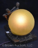 Frankart-style Art Deco nude lamp w/ball glass globe