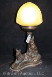 Art Deco German Shepherd dogs lamp - works