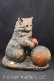 Vintage lamp - Cat with ball of yarn, amber glass 