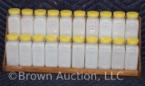 20 Griffith's Milk Glass spice jars in wooden rack