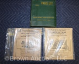Instructions and Parts List for John Deere tractors Model A and D (1930's) and John Deere Price list