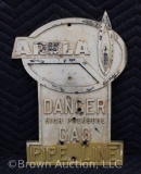 ARKLA underground pipeline marker, cast metal
