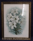 Retro framed print of spray of lillies
