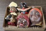 (6) Black Americana wall hanging decorations incl. (2) string holders