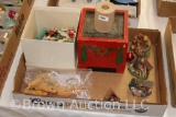 Vintage Christmas miniature decorations - manger and village scenes