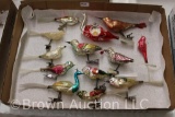 (13) Christmas clip-on glass bird ornaments