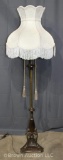 Vintage floor lamp w/shade, decorative base features 3 nymphs