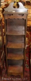 4-shelf narrow book case w/Emporer-style crest