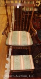 Maple straight chair w/upholstered seat and matching footstool
