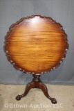 Early 1800's Chippendale mahogany pie crust tilting tea table, birdcage support, cabriole legs with