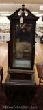 Victorian petite curio cabinet w/mirrored back and Emporer-style crest