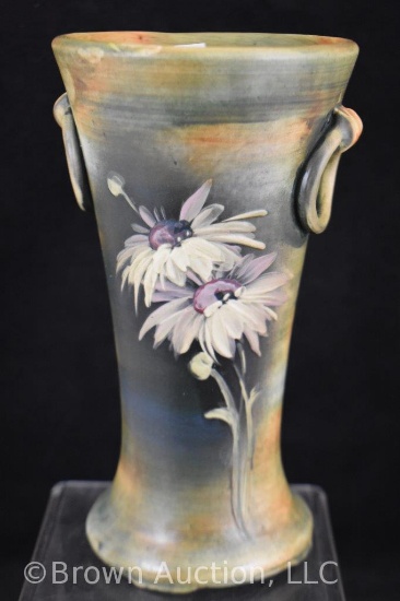 Mrkd. Weller Copra 8" vase, white daisies