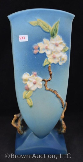 Roseville Apple Blossom 390-12" vase, blue