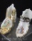 (2) Vctorian decorated porcelain shoes with gilt trim, couples scenes