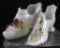 (2) Victorian decorated porcelain shoes, floral designs on lt. green background, mrkd. Germany