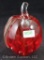 Mrkd. St. Clair red apple-shaped glass paperweight, 5