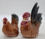 Rosemeade hen and rooster salt and pepper set, brown