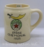 Roseville Creamware Shriner Mug, KOSAIR Spring Ceremonial 1935