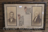 Framed portrait picture of George Washington and Abraham Lincon with famous quotes, 17