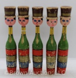Set of 5 wooden bowling skittles, mrkd. Czechoslovakia