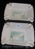 (2) Rosevile Silhouette No. 799 ash trays, white