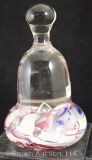 Mrkd. Maude and Bob St. Clair bell-shaped glass paperweight, 3.5