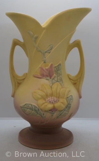 Hull Magnolia (matte) 8-10.5" vase, yellow/brown