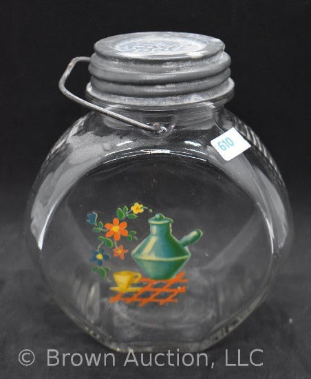 Depression 6"h round glass jar