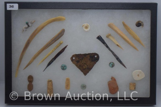 Grouping of Native American pendants, stone effigy and miscl. artifacts