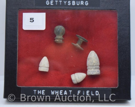 Grouping of Civil War Relics dug from the wheat field at Gettysburg, PA