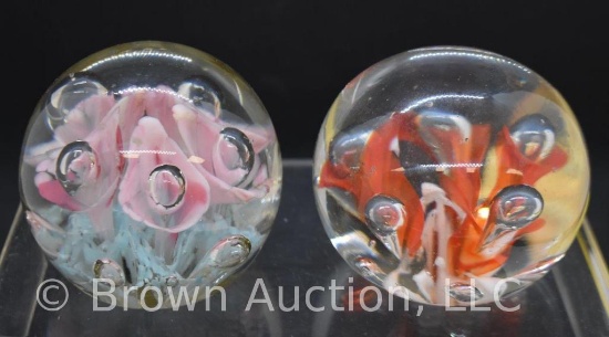 (2) Paperweights, 3"d: 1-St. Clair