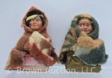 (2) Native American Skookum sitting dolls, 4