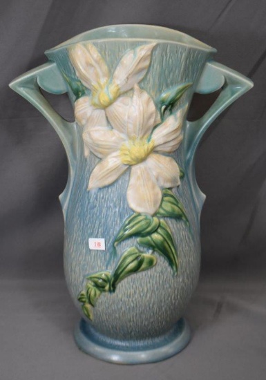 Roseville Clematis 114-15" floor vase, blue