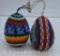 (2) Huichol Indian Beaded egg-shaped ornaments