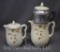 (2) Hall's Jewel Tea Autumn Leaf coffee pots - 1 is percolator drip pot, both with lids