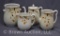 Hall's Jewel Tea Autumn Leaf cookie jar (no lid), water pitcher and (2) coffee pots (1 missing lid)