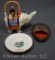 Black Americana figural elephant tea pot, figural ashtray, advertising ashtray