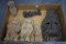 Box lot assortment of primitive statues and mask