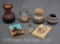 Box lot assortment of (4) Native American Navajo Pottery small vases, etc.