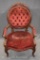Victorian parlor side chair, dark red velvet upholstery, nice carved crest
