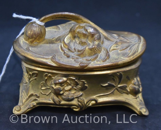 Art Nouveau gilded casket jewelry box