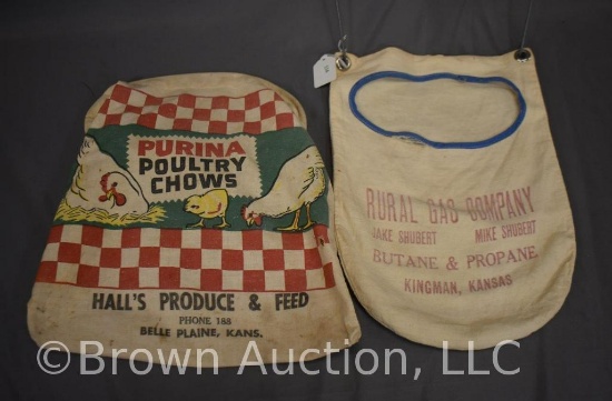 (2) Vintage advertising clothespin holders - Kingman and Belle Plaine, KS