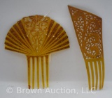 (2) Art Deco celluloid hair combs